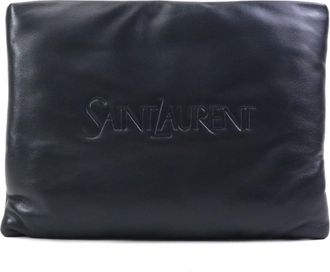 Saint Laurent Black Leather Clutch Bag (Pre-Owned)