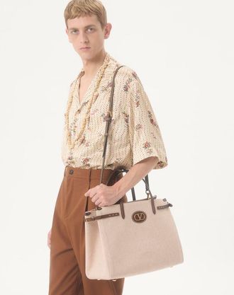 Valentino Garavani Borsa Shopping Media Valentino Garavani Antibes In Canvas Uomo NATURALE UNI