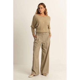 Expresso wide leg high waist pantalon beige