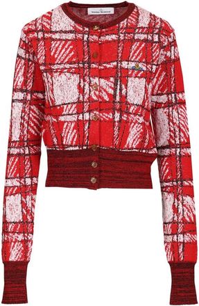 Vivienne Westwood Scribble Check Cardigan - Dames - Vesten - Veelkleurig - M - Wol - Truien & Vesten