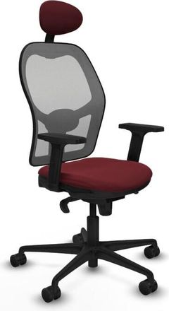 Piqueras y Crespo Piqueras Y Crespo - Jorquera Sincro Malla Gris Similpiel Granate Brazos 2d Base Nailon Cabecero Fijo Ruedas 65mm Nailon