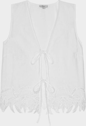 Rails Oregon Embroidered Sleeveless Tie-Front Blouse