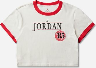 Nike Jordan Women s Basketball Word Ringer T-Shirt Sail / Track Red