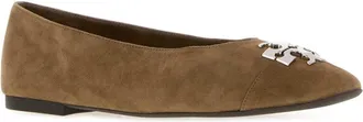 Tory Burch Womens Charlie Ballet Flat Taupe Suede
