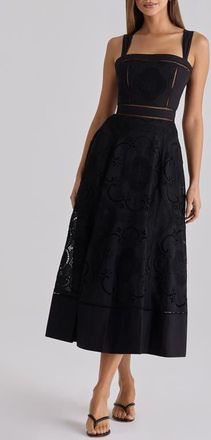 House of CB Ava Embroidered Sleeveless Maxi Dress in Black at Nordstrom, Size X-Large