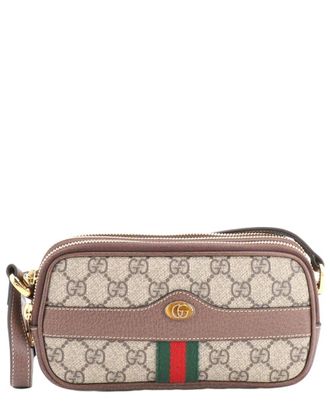Gucci Brown Gg Coated Canvas Ophidia Crossbody Mini (Authentic Pre-Loved)