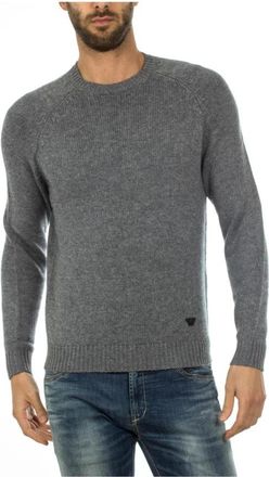Armani Jeans Gezellige Gebreide Trui - Heren - Ronde hals truien - Grijs - 2XL - Wol - Truien & Vesten