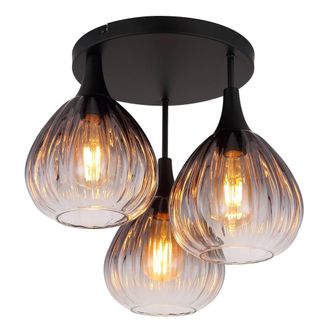 Netlighting Olsen Shade Cluster Ceiling Light Matt Black Smoke Glass Shade 3x E27
