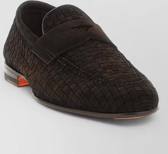 Santoni carlo loafers round toe suede weave