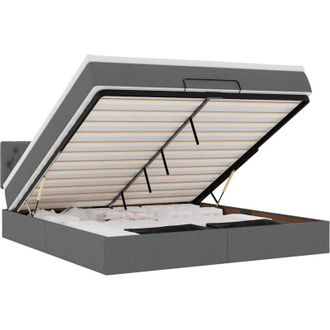 vidaXL Vidaxl - Estructura Cama Otomana Colch&oacute;n Tela Gris Oscuro 180x200cm