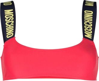 Moschino Logo Print Bikini Top - Dames - Bikinis - Rood - M - Polyester - Badmode