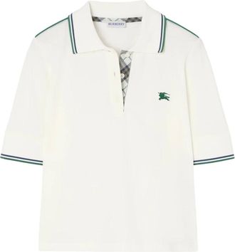 Burberry Tops, Dames, Wit, M, Katoen, Polo shirt van katoen