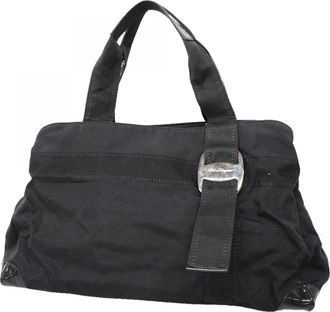 Ferragamo Black Canvas Tote Bag (Pre-Owned)