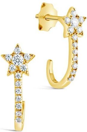 Sterling Forever Cubic Zirconia Star Hoop Earrings in Gold at Nordstrom Rack