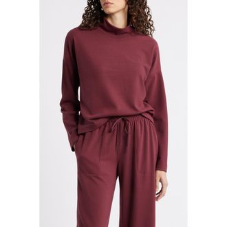 Caslon Drop Shoulder Turtleneck Sweatshirt in Burgundy Tannin at Nordstrom Rack, Size Xx-Small