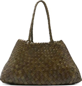 Dragon Diffusion big Santa Croce interwoven tote bag - women - Buffalo Leather - OS - Green