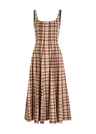 Staud Wells Checked Linen-blend Midi Dress - Multicoloured - 10 (UK14 / L)