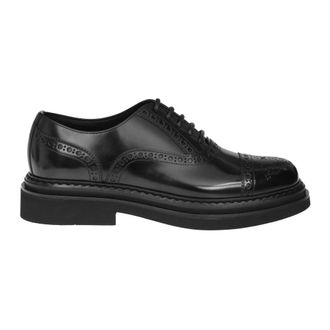 Dolce & Gabbana Premium Zwart Leren Oxford Veterschoenen - Heren - Nette schoenen - Zwart - 41 1/2 EU - Leer - Schoenen