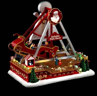 F&eacute;&eacute;ric Lights & Christmas Atracci&oacute;n Barco Pueblo Iluminado 41 Led H.33cm Musical - Atmosphera Cr&eacute;ateur DInt&eacute;rieur