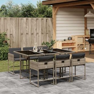 vidaXL Set da Pranzo da Giardino 7 pz con Cuscini in Polyrattan Grigio - Vidaxl