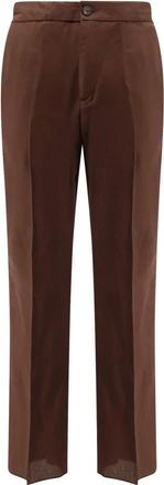 Hev&ograve; Torrechianca Straight Broeken - Heren - Straight fit broeken - Bruin - L - Linnen - Broeken