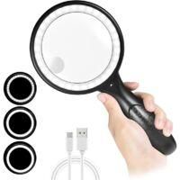 OEM Lupa De Lectura, Lupa Led 60x/30x Con Luz, Recargable Por Usb, 3 Modos De Iluminaci&oacute;n, Lupa Iluminada Para Lectura - Crezuo