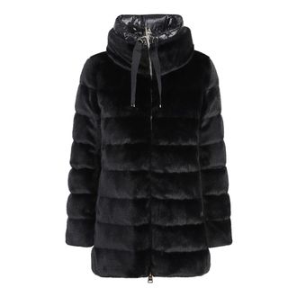 Herno Faux Fur & Shearling Jackets, female, Black, S, Faux Fur Down Jacket