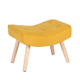 Koketto Home Reposapies tapizado color mostaza y patas de madera