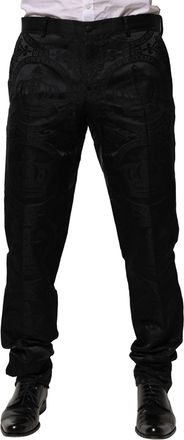 Dolce & Gabbana Black Cotton DG Crown Dress Mens Pants