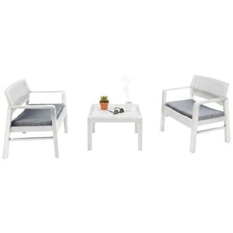 Dmora Set Salotto da Esterno Floritan, Salottino Outdoor 2 Posti, un Tavolino Made in Italy, Bianco