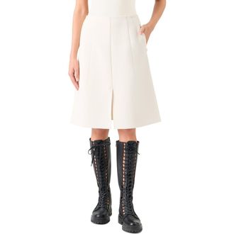 Akris Pleated Cotton & Silk A-Line Skirt in Ecru at Nordstrom, Size 16