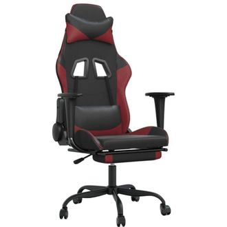 vidaXL Sedia Gaming Massaggio Poggiapiedi Nero e Rosso Vino Similpelle vidaXL