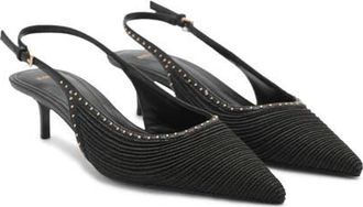 Mango Straw Pointed Toe Slingback Pump in Black at Nordstrom, Size 8.5Us