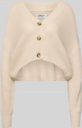 Only Cropped Cardigan mit Knopfleiste Modell CAROL in Sand, Gr&ouml;&szlig;e XL