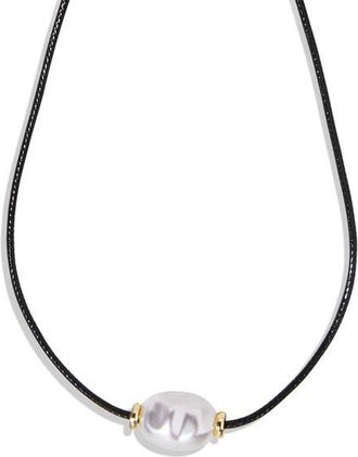 BaubleBar Antonia Faux Pearl Necklace in Black at Nordstrom