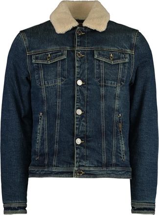 Moorer Gewatteerde jas met schapenvacht trim - Heren - Spijkerjassen - Blauw - L - Katoen - Jassen