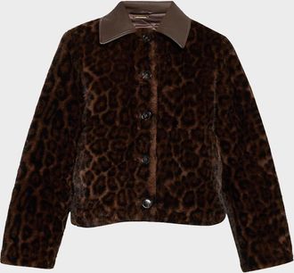 Elie Tahari Leopard-Print Faux Fur Jacket