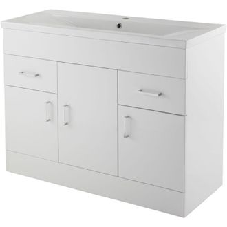 Nuie Nuie - Eden Floor Standing 3-Door Vanity Unit and Basin-2 Gloss White - 1000mm Wide