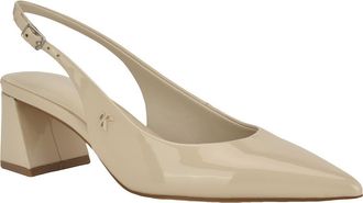 Calvin Klein Sarra Slingback Pointed Toe Pump in Ivory Patent at Nordstrom, Size 5.5