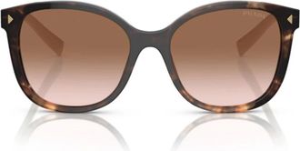 Prada Vierkante montuur zonnebril met metalen details - Dames - Zonnebrillen - Bruin - 53 MM - Accessoires