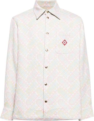 Casablanca logo-appliqué monogram-jacquard jacket - men - Virgin Wool - S - Green