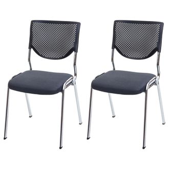 Hhg Hhg - Nunca Usado] Juego De 2 Sillas De Visita T401, Silla De Conferencia Apilable, Tela/textil, Asiento Gris Oscuro, Patas Cromadas