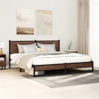 vidaXL Vidaxl - Estructura De Cama Sin Colch&oacute;n Metal Roble Marr&oacute;n 183x213 Cm