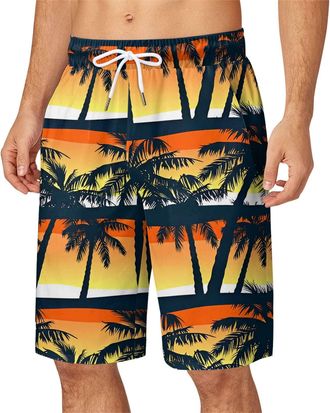 Generic Mens Swim Trunks Brief Mens Long 3/4 Length Knee Short Summer Swim Shorts Board Shorts Quick Dry Surf Beach Big And Tal