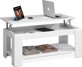 F.R.S. Frs - Mesa Centro Elevable Arboleas En Acabado Blanco Artik 43/54 Cm(alto)102 Cm(ancho)50 Cm(largo)