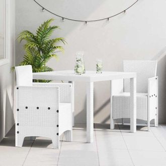 vidaXL Conjunto De Comedor De Jard&iacute;n 3 Pcs Blanco Ratan Polt Vidaxl