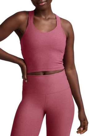 Beyond Yoga Twist Through Crop Tank in Smooth Mauve Heather at Nordstrom, Size X-Small