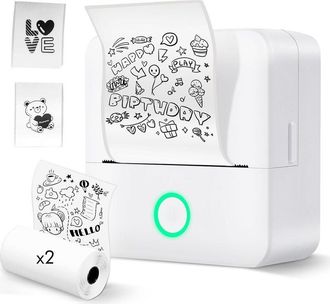 OEM Impresora De Etiquetas Autoadhesivas, Impresora T&eacute;rmica Bluetooth Monocrom&aacute;tica, Mini Impresora De Pegatinas Con Paquete De 2 Etiquetas Autoadhesivas,