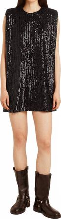 Golden Goose Sleeveless Tee Dress In Black Sequin