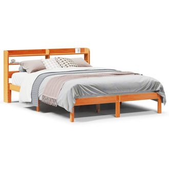 Berkfield Home Bed Frame with Headboard without Mattress Wax Brown 135x190 cm Double